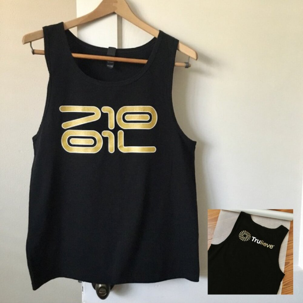 LP 100% Cotton Novelty Trulieve Muscle Tank Gold Metallic Black + Matching Bag